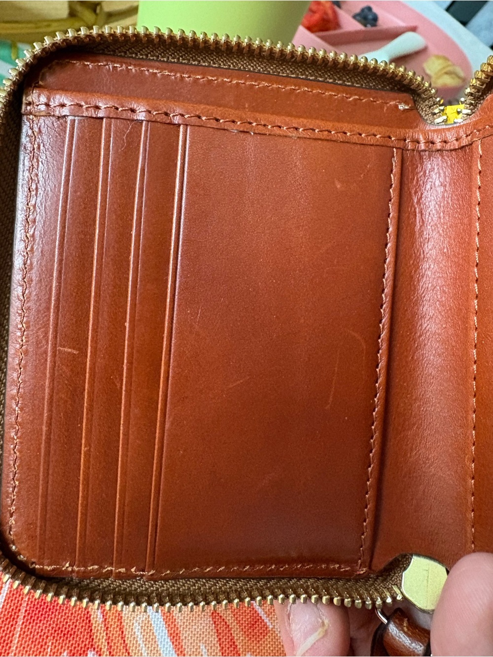 Dooney & Bourke Yellow Pebbled Leather Zip-Around Wallet with Logo Plaque - Picture 10 of 13